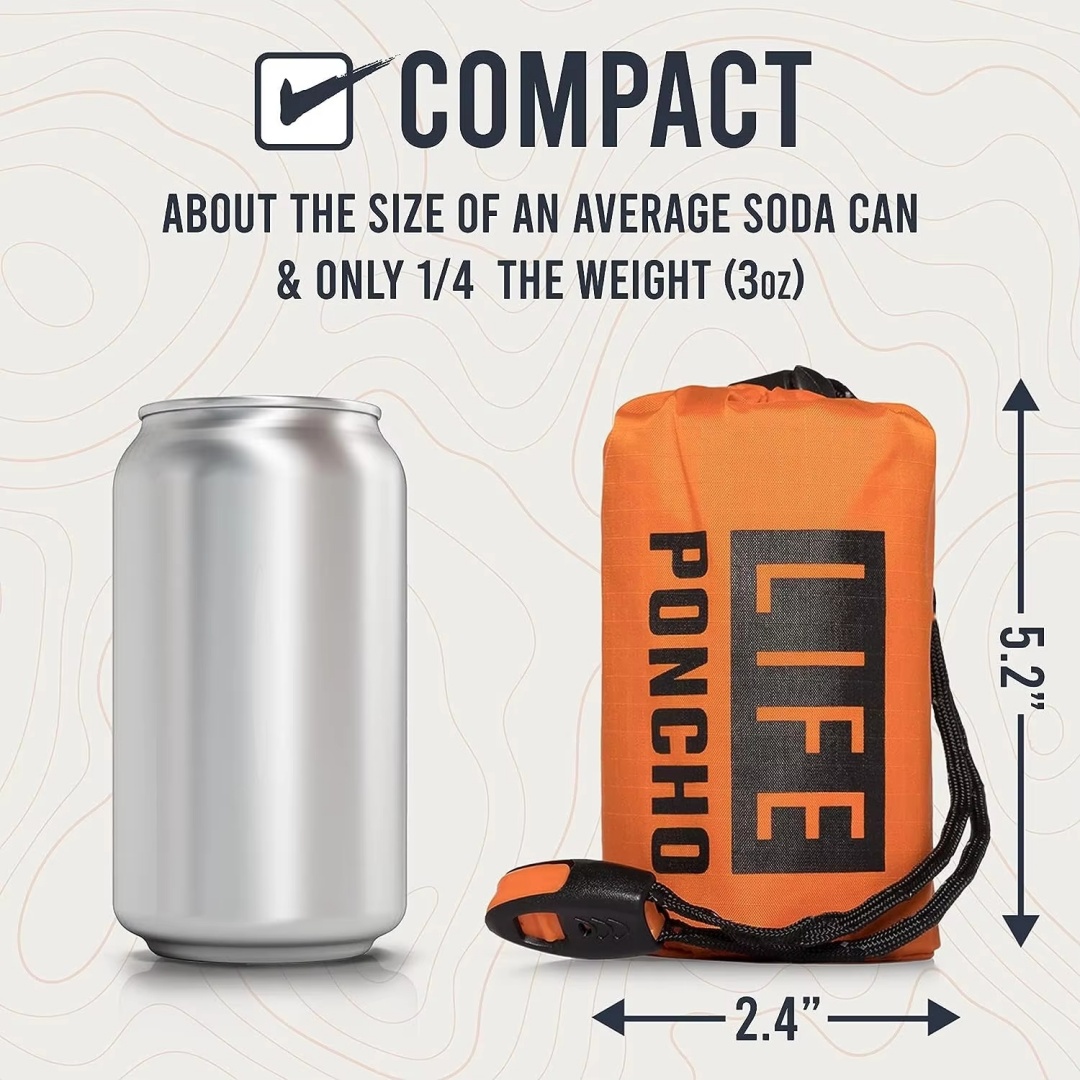 Survival Blanket Reflective - LIFE пончо для экстренного выживания, дождевое